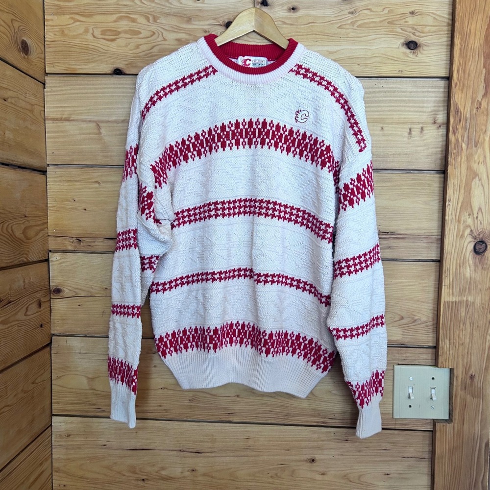 Vintage Calgary Flames Hockey Sweater Mens Medium Red White Exclusive Sportswear